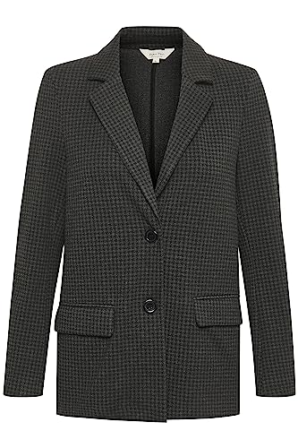 Part Two Damen Einreihig Revers Karierte Stofftaschen Blazer, Dunkelgraues Karomuster, 64 Part Two Damen Einreihig Revers Karierte Stofftaschen Blazer, Dunkelgraues Karomuster, 64 von PART TWO