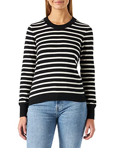 PART TWO Damen GertiePW PU Langärmliger Pullover mit entspannter Passform, Black Stripe, M von PART TWO