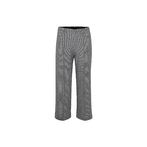 PART TWO Damen Hose mit weiten Beinen, hochgewickelt, Checked Fabric Trousers, Medium Grau Check, Large von PART TWO