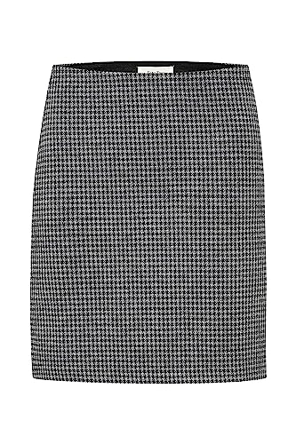 Part Two Damen Mini, hohe, elastische Taille, Silhouette Skirt, Medium Grau Check, L von PART TWO