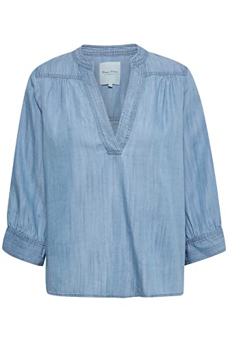 Part Two Damen Sava Relaxed Fit 3/4 Sleeve Shirt, Medium Blue Denim, 36 von PART TWO