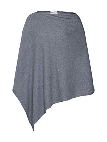 Part Two Damen Women's Triangle Crew Neck Assymetrical Wool Blend Hip Length Poncho, Medium Grey Melange, One Size von PART TWO