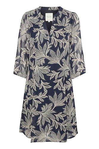 Part Two Damen Botellepw Regular Fit Just Above Knee Dress Lässiges Kleid, Dark Navy Delicate Leaf, 40 von PART TWO