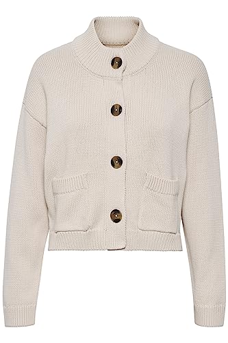 Part Two Damen Cardigan mit hohem Ausschnitt, Buttons und Taschen, Lange Ärmel, reguläre Passform Strickjacke, Whitecap Gray, Large von PART TWO