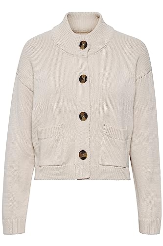 Part Two Damen Cardigan mit hohem Ausschnitt, Buttons und Taschen, Lange Ärmel, reguläre Passform Strickjacke, Whitecap Gray, XL von PART TWO