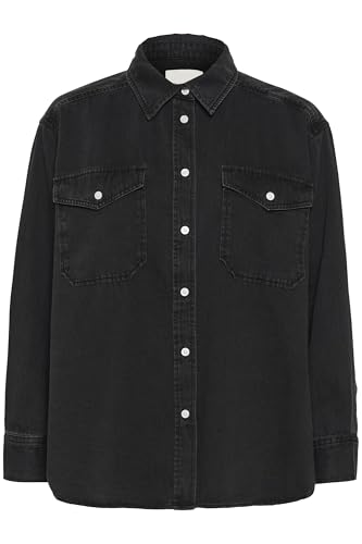 Part Two Damen Collettepw Female Loose Fit Long Sleeve Shirt, Washed Black Denim, 34 von PART TWO