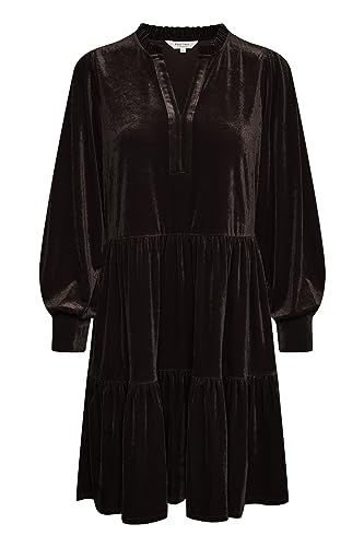 Part Two Damen Damenkleid aus Samt über Knielänge, Lange Ärmel, V-Notch Kleid, Maulwurf, Large von PART TWO
