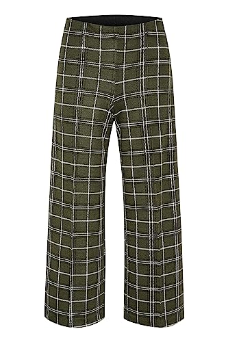 Part Two Damen Hose mit weiten Beinen, hochgewickelt, Checked Fabric Trousers, Deep Depths Check, Small von PART TWO