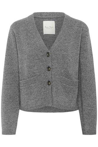 Part Two Damen Svevapw Strickjacke, Medium Grey Melange von PART TWO
