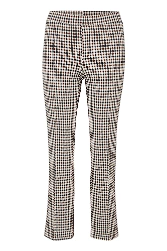 Part Two Damen Women's High-Waisted Flared Legs Slim Fit Checked Fabric Trousers, Brown Check, 44 von PART TWO