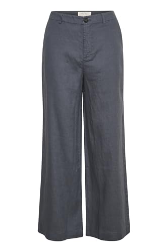 Part Two Damen Women's Trousers Wide Legs High-Waisted Full-Length Zip and Button Hose, Turbulence, von PART TWO