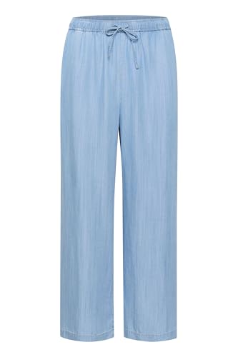Part Two Damen Womens Culotte Pants Cropped Length Wide Legs Drawstring Waist Hose, Medium Blue Denim, 40 von PART TWO