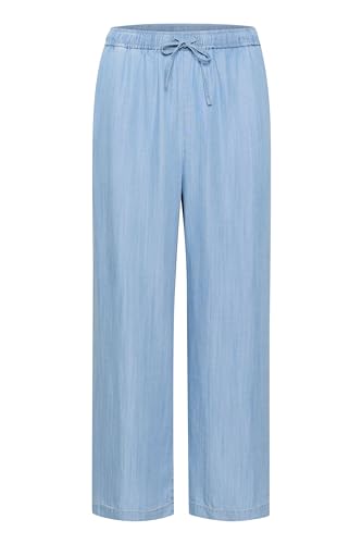 Part Two Damen Womens Culotte Pants Cropped Length Wide Legs Drawstring Waist Hose, Medium Blue Denim, von PART TWO