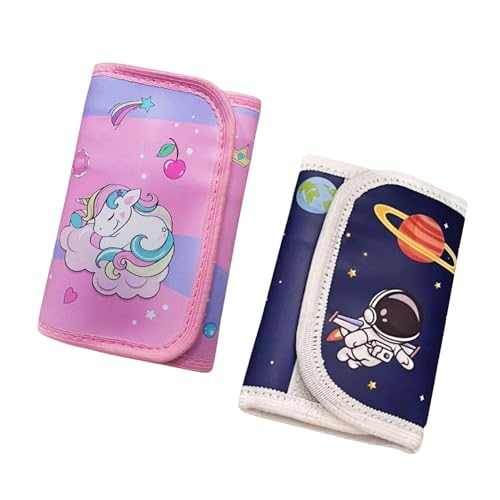 PARTEET Unicorn & Space Dreifach gefaltete Silikon-Cartoon-Geldbörse für Kinder/schlanke Vordertasche Geldbörse Klettverschluss I Geburtstagsparty-Rückgabe-Geschenke für Kinder (2 Stück), Schwarz, L, von PARTEET