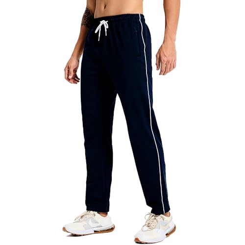 PARTICLE PLANET Jogginghose Herren Baumwolle Trainingshose Freizeit Sporthose Lang mit Reißverschlusstaschen Schwarz M von PARTICLE PLANET