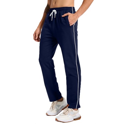 PARTICLE PLANET Jogginghose Herren Baumwolle Trainingshose Freizeit Sporthose Lang mit Reißverschlusstaschen blau M von PARTICLE PLANET