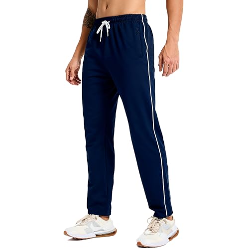 PARTICLE PLANET Jogginghose Herren Baumwolle Trainingshose Freizeit Sporthose Lang mit Reißverschlusstaschen blau XXL von PARTICLE PLANET