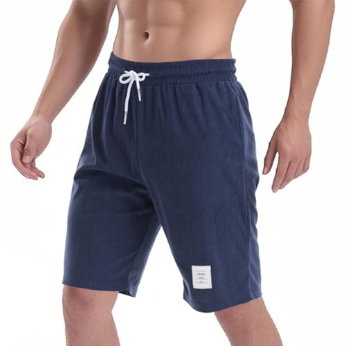 PARTICLE PLANET Kurze Hosen Herren Bermuda Sommer Sport Freizeit Shorts Elastische Taille mit Taschen Blau XL von PARTICLE PLANET