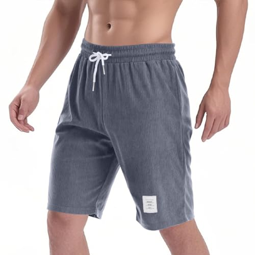 PARTICLE PLANET Kurze Hosen Herren Bermuda Sommer Sport Freizeit Shorts Elastische Taille mit Taschen Grau XL von PARTICLE PLANET