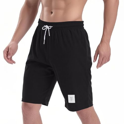 PARTICLE PLANET Kurze Hosen Herren Bermuda Sommer Sport Freizeit Shorts Elastische Taille mit Taschen Schwarz XL von PARTICLE PLANET
