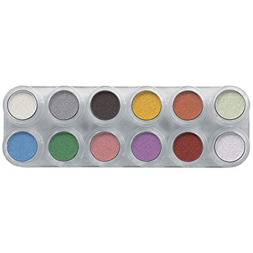 Grimas Pearl Lidschatten/Rouge glänzend Palette P1, Schimmernde Töne, Profi-Make-Up, hochpigmentiert von PARTY DISCOUNT