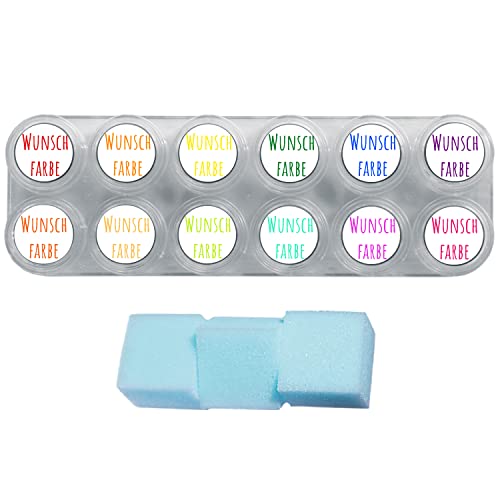 Grimas Wasserschminke, personalisierbares Set, 12x 2.5ml, inklusive Palette, mit drei Schminkschwämmen, hochwertige Profischminke stark deckend, sehr verträglich, Water-Make-Up, ideal auch für Kinder von PARTY DISCOUNT