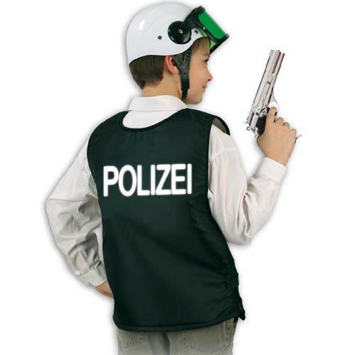 KGU100618 Kinder-Weste Polizei schwarz, Gr. 152 von Party Discount