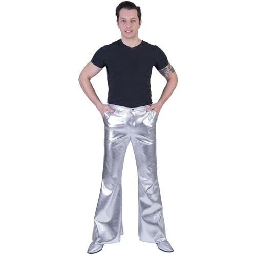 NEU Herren-Kostüm Schlaghose Disco-Fever Silber, Gr. 52-54 von PARTY DISCOUNT