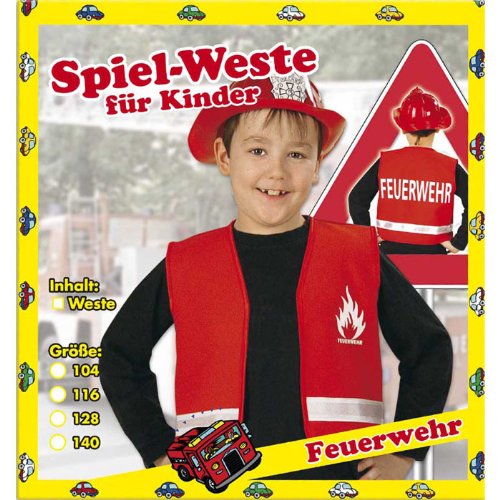 Party Discount NEU Kinder-Weste Feuerwehr, rot Gr. 128 von Party Discount