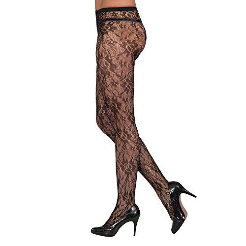 PARTY DISCOUNT Strumpfhose mit Spitze, schwarz, Größe S-M von PARTY DISCOUNT