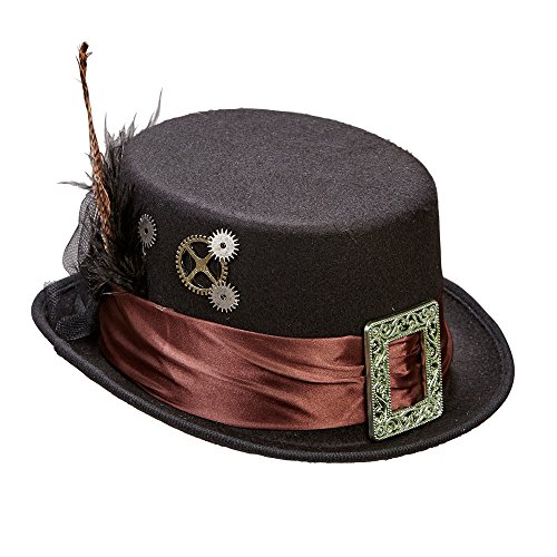 PARTY DISCOUNT Zylinder Steampunk aus Filz, mit braunem Band von PARTY DISCOUNT