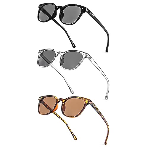 PARTY GO 3 Stück Runde Sonnenbrille Damen Herren UV400 Schutz Vintage Runde klein für schmales Gesicht von PARTY GO