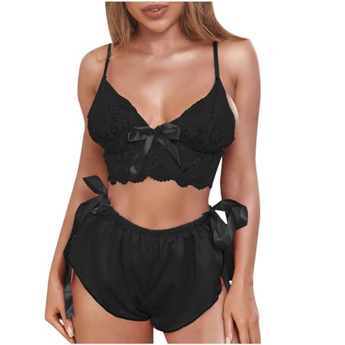 PARUPRUP Damen Sexy Spitze Strapsen Dessous Set 2 Teiliges Transparent Schleife Unterwäsche V-Ausschnitt BH Verband Höschen Nachtwäsche Netz Sling Bralette Satin Shorts Schnürung Babydoll Reizwäsche PARUPRUP Damen Sexy Spitze Strapsen Dessous Set 2 Teiliges Transparent Schleife Unterwäsche V-Ausschnitt BH Verband Höschen Nachtwäsche Netz Sling Bralette Satin Shorts Schnürung Babydoll Reizwäsche von PARUPRUP