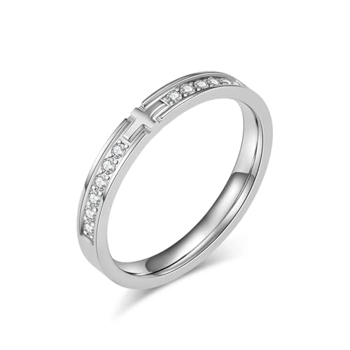 PARWANA Ring Ringe Damen Bijouterie Herren Frauen 3 Mm Dünner Kreuzring Für Damen Und Herren, Größe 6–11, 10, Silber von PARWANA