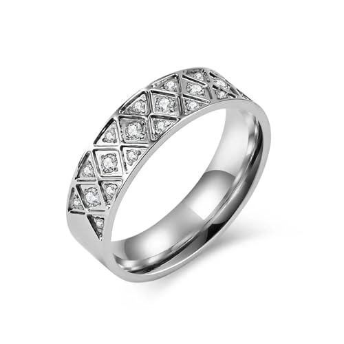 PARWANA Ring Ringe Damen Bijouterie Herren Frauen 6 Mm Ring Für Herren Und Damen, Größe 6–12, 9, Silber von PARWANA