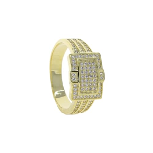 PARWANA Ring Ringe Damen Bijouterie Herren Frauen Breiter Herrenring, Quadratisch, Für Hip-Hop-Paare, 10 Gold von PARWANA