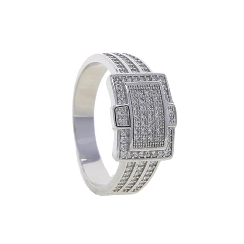 PARWANA Ring Ringe Damen Bijouterie Herren Frauen Breiter Herrenring, Quadratisch, Für Hip-Hop-Paare, 11 Silber von PARWANA