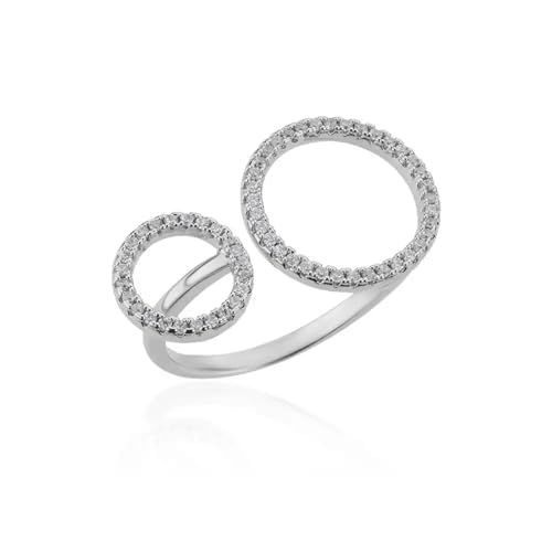 PARWANA Ring Ringe Damen Bijouterie Herren Frauen Doppelkreisringe Für Damen, Verstellbarer Geometrischer Kreisring, Größenverstellbar Jz4471P von PARWANA