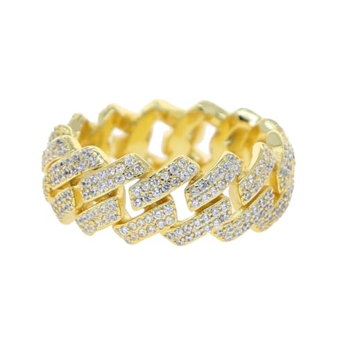 PARWANA Ring Ringe Damen Bijouterie Herren Frauen Hip Hop Ring Für Männer Boy Kettenring 9 Goldweiß von PARWANA