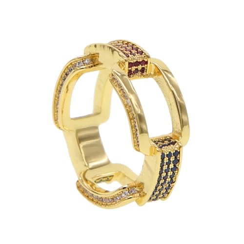 PARWANA Ring Ringe Damen Bijouterie Herren Frauen Hip Hop Rock Gliederkettenring Für Damen Herren 8 Goldfarben von PARWANA