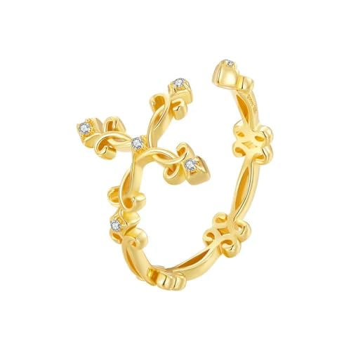 PARWANA Ring Ringe Damen Bijouterie Herren Frauen Muster-Kreuz-Ring Für Damen Gold von PARWANA