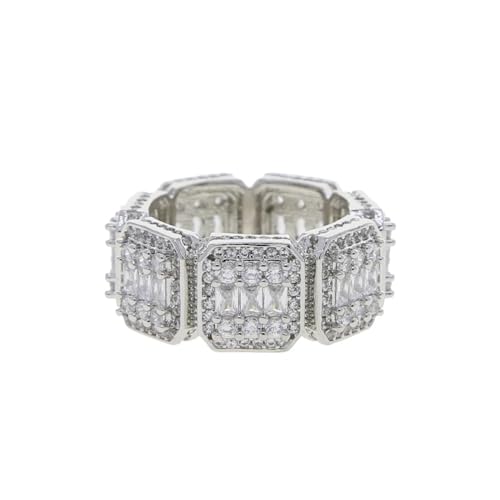 PARWANA Ring Ringe Damen Bijouterie Herren Frauen Quadratischer Fingerring Für Damen 10 Silberfarben von PARWANA