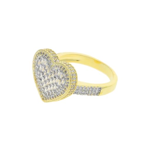 PARWANA Ring Ringe Damen Bijouterie Herren Frauen Quadratischer Herzring, Fingerringe, Schmuck Für Damen Und Herren, 9 Gold von PARWANA