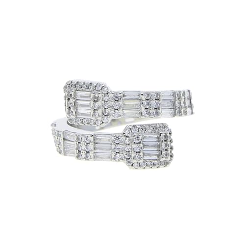 PARWANA Ring Ringe Damen Bijouterie Herren Frauen Quadratischer Ring Mit Verstellbarer Größe, Offene Ringe, 5 Silber von PARWANA