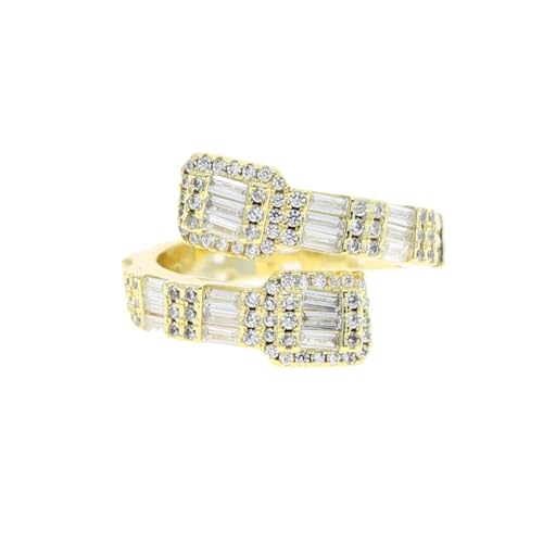 PARWANA Ring Ringe Damen Bijouterie Herren Frauen Quadratischer Ring Mit Verstellbarer Größe, Offene Ringe, 8 Gold von PARWANA