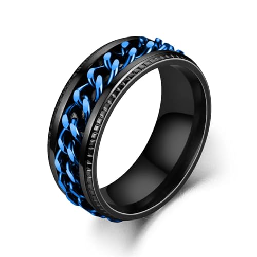 PARWANA Ring Ringe Damen Bijouterie Herren Frauen Ring Für Herren Ringe Zubehör 12 Ring-Schwarz-Blau von PARWANA