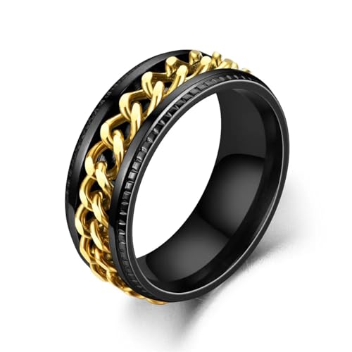 PARWANA Ring Ringe Damen Bijouterie Herren Frauen Ring Für Herren Ringe Zubehör 12 Ring-Schwarz-Gold von PARWANA