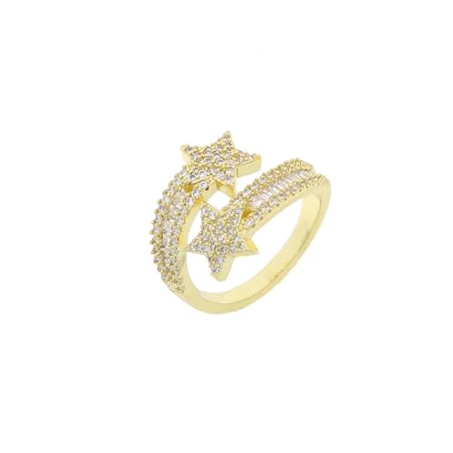 PARWANA Ring Ringe Damen Bijouterie Herren Frauen Ring Mit Doppelter Öffnung, Schmuck Für Damen, Größenverstellbar, Gold von PARWANA