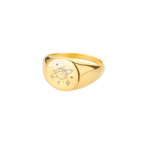 PARWANA Ring Ringe Damen Bijouterie Herren Frauen Stern Mond Planet Ring Damen Mädchen Multi-Size Fingerring 6 Gold von PARWANA