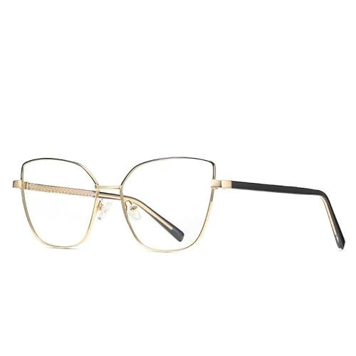 PARWANA Übergroße Lesebrille, Brillen, Damen, blendfrei, Computerleser, Cat-Eye, blaues Licht blockierend, flacher Lichtspiegel (Color : Gold, Size : +100) von PARWANA